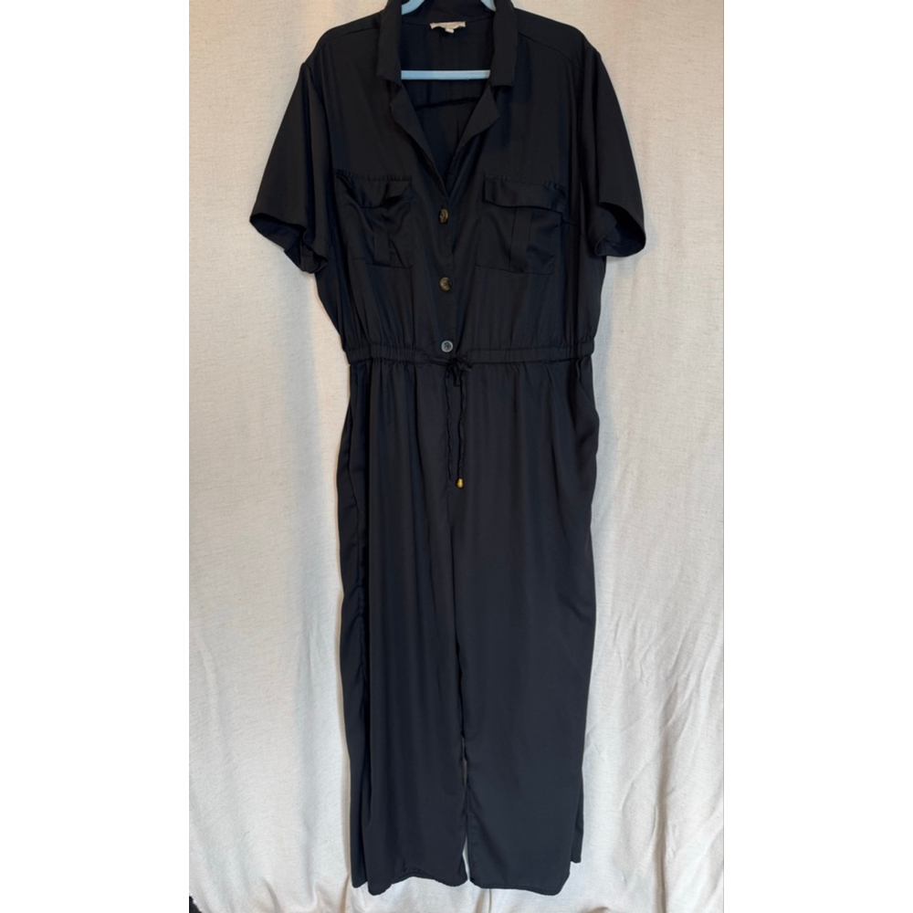 Indulge in Style Black Jumpsuit 3X Short Sleeve